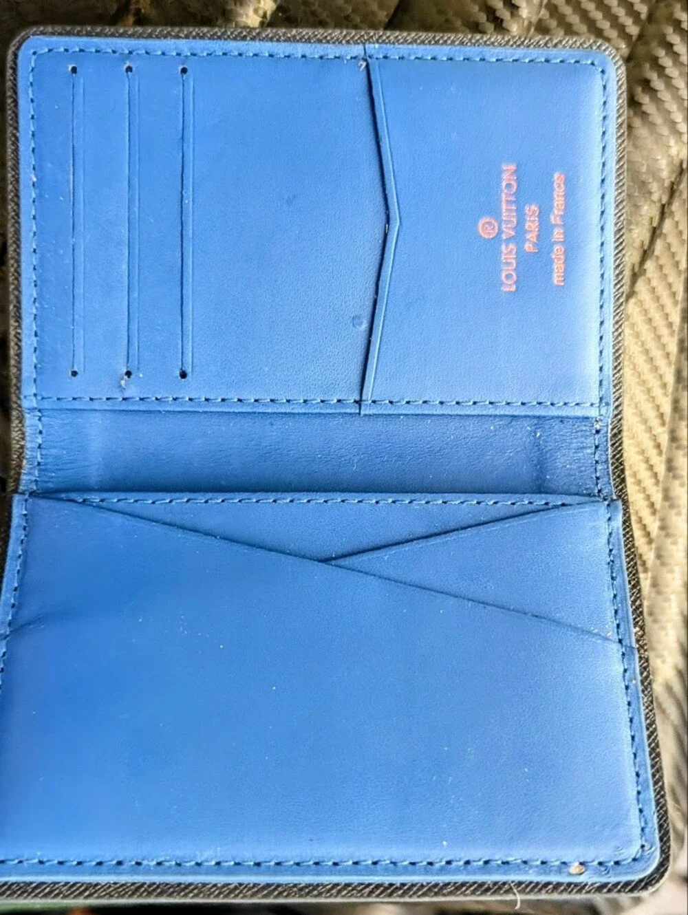 Louis Vuitton Monogram Card Case in Navy and Brown